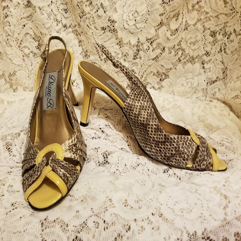 Slinky, Sexy Snakeskin Embossed Leather Slingback Pumps, 9M